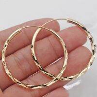 Huitan Classic Simple Hoop Earring for Women Gold Color Geometric Pattern Suit Various Occasions Metal Versatile Female Jewelry