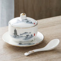 Ceramic Stew Cup Chinese Vintage Soup Bowl Home Tableware Accessories Steamed Egg Cups Ho Dessert Bowls Dinnerware Decoration