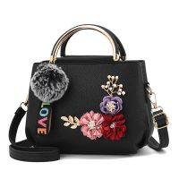 ZZOOI Fashion Flowers Designer Pu Leather Crossbody Bags for Women Vintage Small Shoulder Handbags Female Casual Top-Handle