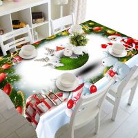 Meijuner Christmas 3D Table Cloth Kitchen Dining Tablecloth Decorations Home Rectangular Party Table Covers Christmas Ornaments