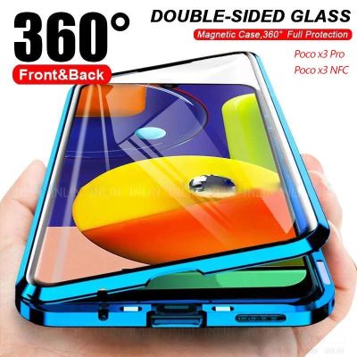 「Enjoy electronic」 Poxo X3 Pro Case 360 Metal Magnetic Phone Case For Pocophone Little POCO X3 X 3 X3Pro NFC Double Side Tempered Glass Cover Coque