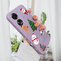 เคสโทรศัพท์ Hp สำหรับ OPPO A78 4G A78 4G เคสโทรศัพท์การ์ตูนคริสต์มาสลายขอบสี่เหลี่ยมปลอกซิลิโคนของเหลวเคสป้องกันกล้องคลุมทั้งหมด