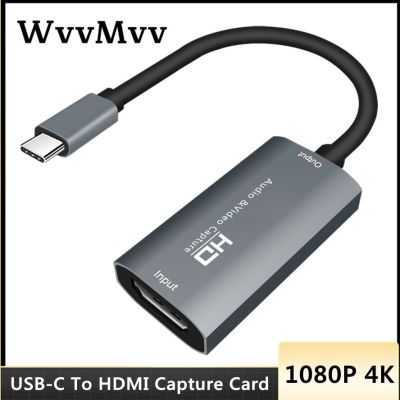 WvvMvv 1080P HDMI To USB-C Video Capture Card HD Type C to HD-MI Video Capture Board Game Record Live Streaming Broadcast Adapters Cables