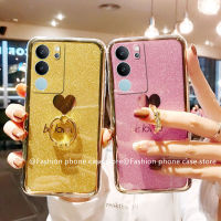 Phone Case เคส VIVO V29 Pro V29e Y27 Y36 Y78 5G 4G ฝาหลังแข็ง TPU รูปหัวใจแวววาวพร้อมขาตั้งแหวนนิ้วมือเคสโทรศัพท์2023