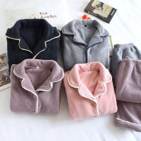 Female Pajama Sets Autumn Winter Women Flannel Homewear Men Thick Warm Pajamas Couple 2 Piece Set Home Clothes Velvet Sleepwear