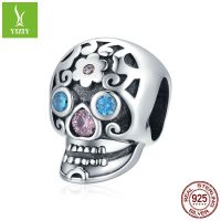 [COD] Amazons best-selling hollow skull beads 925 silver European and dark series diy bracelet BSC524