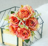 【CC】 1 bunch 5 artificial flowers decoration silk rose peony marriage bouquet high quality fake family wedding deco