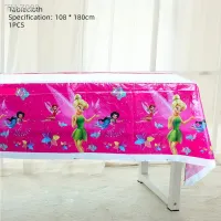 ▼ Disney Cartoon Theme Plastic Tablecloths Tinker Bell Baby Shower Birthday Decorations Disposable Tableware Table Cover