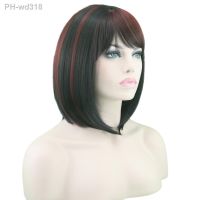 Short High Temperature Fiber Hair Cosplay Wigs Synthetic Hair Heat Resistant BOBO Wig Black Mix Red Straight Hair