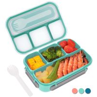 ۞卐 Bento Box Lunch Box Adult LunchBox Containers For Toddler Kids Adults 1300ml 4 Compartments Fork Leak-Proof Microwave Dishwasher