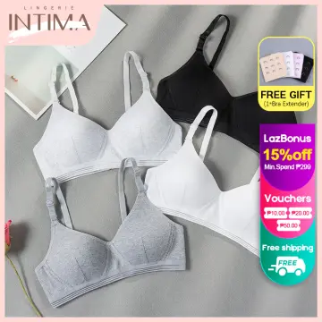 Teenager Girls Bra 100% Cotton Sports Soft Bra Without Underwire Seamless  Padded Bralette Top Underwear For 12-18 Years Children And Women - Set Of  3/