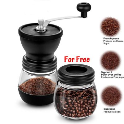 CFA เครื่องบดกาแฟ  วินเทจ Coffee Bean Grinder คู่มือ พร้อม Storage Jar idealshop6 เครื่องบดเมล็ดกาแฟ