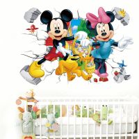 Cartoon Mickey Minnie Mouse baby home decals wall stickers for kids room baby bedroom wall art nursery amusement park DIY poster Wall Stickers  Decals