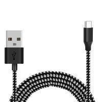 สายเคเบิลชาร์จโทรศัพท์ผ้าทอไนลอนสายเคเบิลข้อมูลสายชาร์จ Usb สีดำ3เมตร