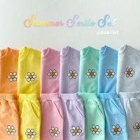 [COD] Korean version of childrens boys and girls sun flower suit middle big short-sleeved two-piece set