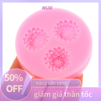 ?【HOT SALE】MUXI แม่พิมพ์ซิลิโคนรูปดอกทานตะวัน3ช่องเครื่องมือตกแต่งเค้กสบู่ทำมือแม่พิมพ์เทียนคุกกี้ฟองดองแบบทำมือ1ชิ้น