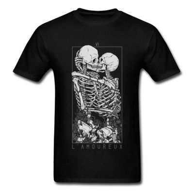 The Lovers Sweet Kiss Skull Tshirts Hug Me Pure Cotton Couple Skeleton Skull T Shirt Men Easter Day Death Punk Style T