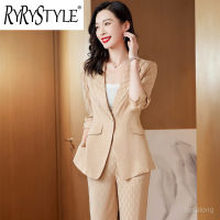 RYRYSTYLE 2023ใหม่กางเกงสูทมืออาชีพแขนยาวปานกลางสำหรับผู้หญิงเสื้อสูท9716สำหรับสัมภาษณ์