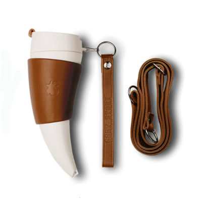 230ML Creative Goat Horns Coffee Mug Vacuum Cup Thermos Flask Tea Cups Travel Couple Water Bottle with Rope Cold Cup Tumbler
