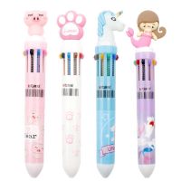 Multi-color ballpoint pen net red ins high-value students press the color pen Korean version cute ten-color handbook pen wholesale