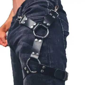 Black Leath Mens Harness Suspenders Men's Leather -  Singapore