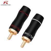 1Pair RCA HIFI Cable Terminals Connector  Male Plug Connector Brass Gold Plated  Audio Video HIFI Terminals