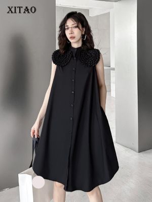 XITAO Dress Women Personality  Loose Sleeveless Dress