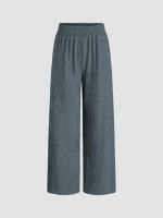 Cider Mid Waist Solid Texture Wide Leg Trousers