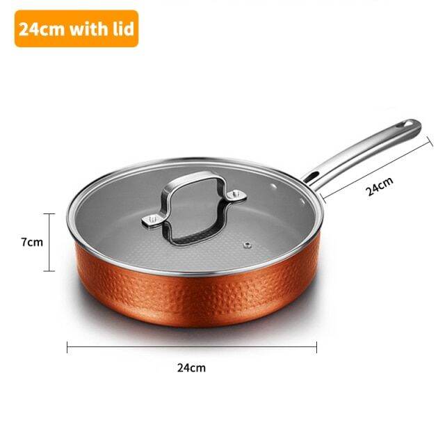 Premium Hammered Frying Pan,Kitchen Cooking Wok Pan, With Triple Coated