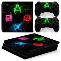 GAMEGENIXX ฝาครอบรูปลอกไวนิลป้องกันเรขาคณิตสติ๊กเกอร์สกินสำหรับ PS4โปรคอนโซลและ2คอนโทรลเลอร์