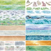 24 Designs Masking Washi Tape Water Sea Flowers Clouds Weather Scrapbooking Planner Japanese Decor Adhesive DIY Diary Stickers Pendants