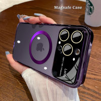 อิเล็กโทรเพลทสุดสรู Magentic เคส Magsafe เลนส์กล้องถ่ายรูปเต็มรูปแบบสำหรับ IPhone 14 Plus 13 12 14 Pro Max ฝาหลังแบบใสเคสโทรศัพท์แบบกระจก