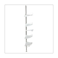 4 Tier Shower Caddy Organizer Shelf Corner Bathroom Organizer Shower Corner Stand Floor to Ceiling Tension Pole Shower