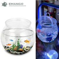 Emango วงกลมโปร่งใสคุณภาพสูงสีขาวซูเปอร์ไวท์ขนาด21ซม. 18ซม. 13ซม. 26ซม. ปลาพลาสติกอ่างปลาตู้ปลา