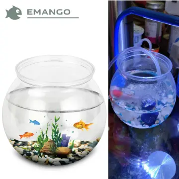Plastic Fish Bowls Round Aquarium Clear Fish Keeper Fishbowl One-Piece  Construction Shatterproof Starter Kit