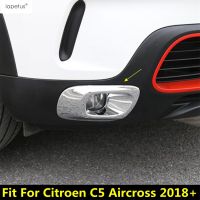 “{》} กันชนหน้าโคมไฟหมอกตกแต่งกรอบ2ชิ้นสำหรับ Citroen C5 Aircross 2018-2021 ABS อุปกรณ์เสริมภายนอกโครเมี่ยม