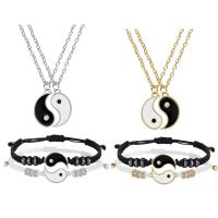 Colgante de Tai Chi Yin Yang emparejado collar y pulsera de pareja BBF mejores amigas collar de amistad Dijes Joyería trenzada regalo