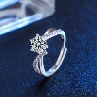 แปดหัวใจแปดลูกศรจำลองเพชรแหวนผู้หญิงบิดแขนข้ามหนึ่งกะรัตแหวนแต่งงานชุบทองคำขาวแหวนนิ้วมือ DCKK