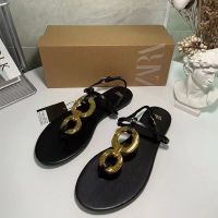 New flat shoes after the round head strap outside a word with cutting clip toe fashion slippers sandals women