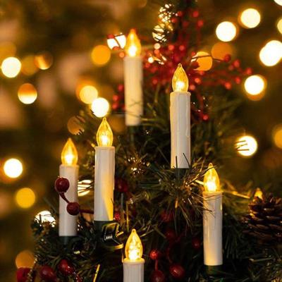 [Easybuy88] 20ชิ้นเทียน LED ของตกแต่งต้นไม้คริสต์มาส,เทียนสีขาวอบอุ่นตกแต่งเทศกาล