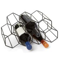 Hexagon Wine Racks Modern Design Bottle Cabinet Stand Holders Wood Shelf Organizer Storage For Retro Display Cabinet