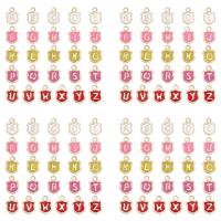 104Pcs 26 Letters Alphabet Alloy Enamel Charms Shield with Initial Letters Light Gold Mixed Color 14x10x2mm Hole: 2mm 4pcs/letter