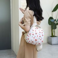 Korean Version Street Trendy Student Nylon Schoolbag Fashion Small Flower Casual Backpack Lady Style Cherry Print 【AUG】