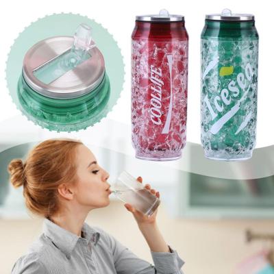 Portable Cola Ice Cup Large Capacity Summer Cup Can Double Water Cup Plastic Layer X6D4