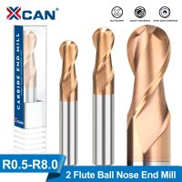 XCAN เครื่องตัดมิลลิ่ง 2 ขลุ่ยบอลจมูก End Mill R0.5-R8.0 คาร์ไบด์ Endmill TiCN Coated Radius CNC Router Bit