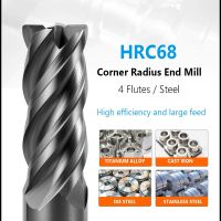 HRC68 4 ขลุ่ย CNC มุมรัศมีดอกเอ็นมิล R Bullnose R0.5 R1 พื้นผิวเครื่องจักรกลโลหะเราเตอร์เครื่องมือทังสเตนเหล็ก CARBID CUTTER