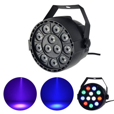Portable 12W LED Flat PAR Spot Light Dance Music DMX Auto Disco Spotlight Lamp RGBW Colorful DJ Party Stage Home Strobe Lighting