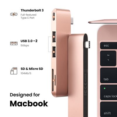 USB ฮับ C ไปยัง TF ตัวอ่าน SD 2 USB 3.0 87W PD Thunderbolt 3 USB C ฮับต่อพ่วงสำหรับแมคบุ๊กโปรแอร์12 13 15 16 2020 2019 A2141