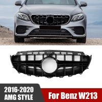 รถย่างสีดำแนวตั้งบาร์กันชนหน้าศูนย์กระจังหน้าสำหรับ Benz W213 E คลาส2016-2020 (AMG สไตล์-เก่า)