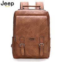 【jw】▽  JEEP BULUO Men 15.6  Laptop School Split LeatherTravel Male Mochila Camouflage Backpacks